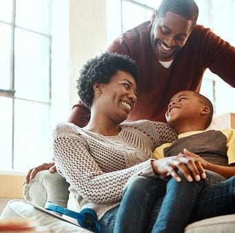 Young African American family.