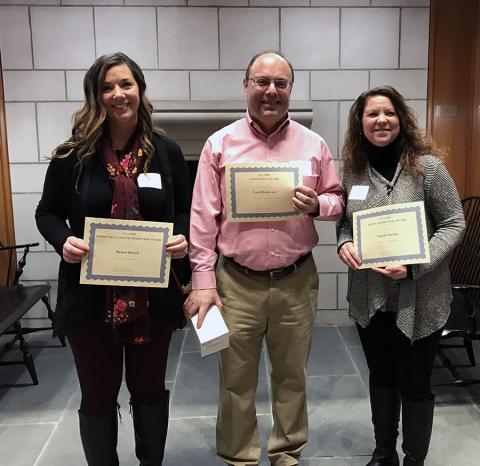 Photo of Renee, Yosef, and Angela holding award certificates.